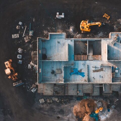 Birds-eye view of home construction